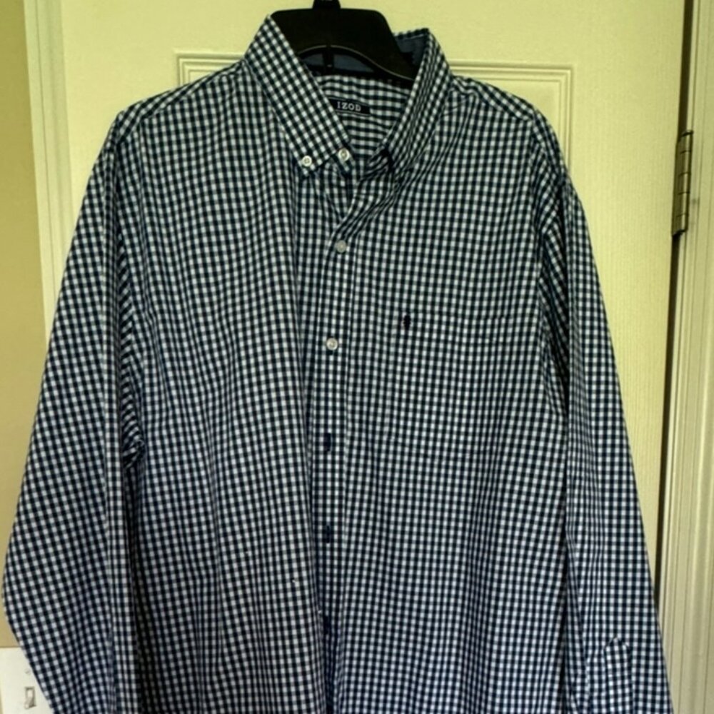 New, Izod Men's navy and white button down